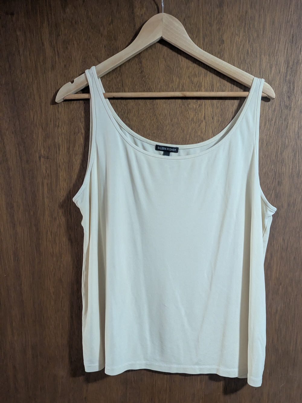 Eileen Fisher Silk Georgette Crepe Scoop-Neck Tank Cream